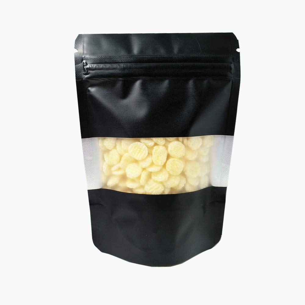 Mitob 100 Pieces Mylar Bags With Window Zipper Lock Stand Up Aluminum Foil Bag For Zip Food Storage Lock Packaging Bag Reusable